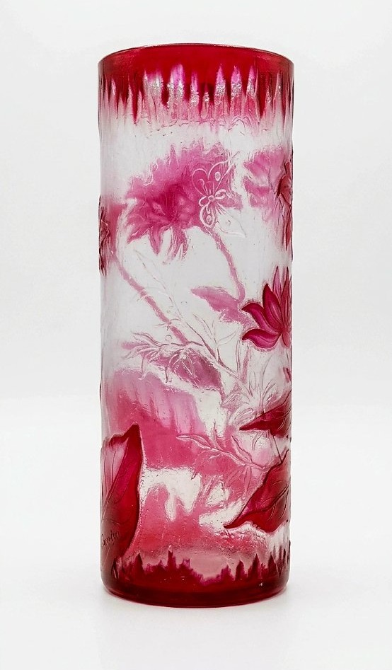 Red Tubular Vase (charles Vessière)-photo-2