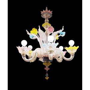 "ancien lustre de Murano en verre soufflé "