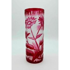 Red Tubular Vase (charles Vessière)
