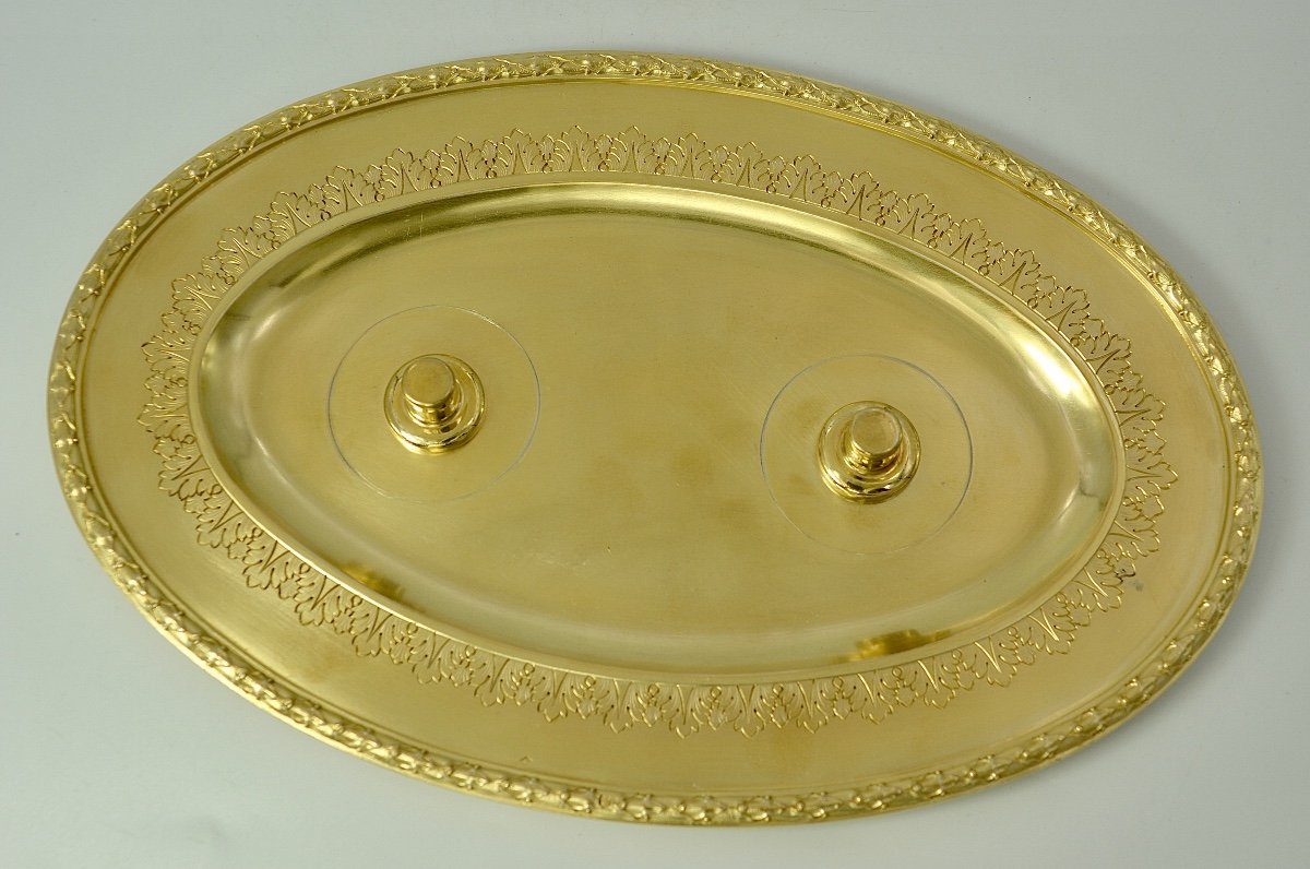 Paire De Burettes En Cristal Et Vermeil. France XIXe Siecle -photo-4