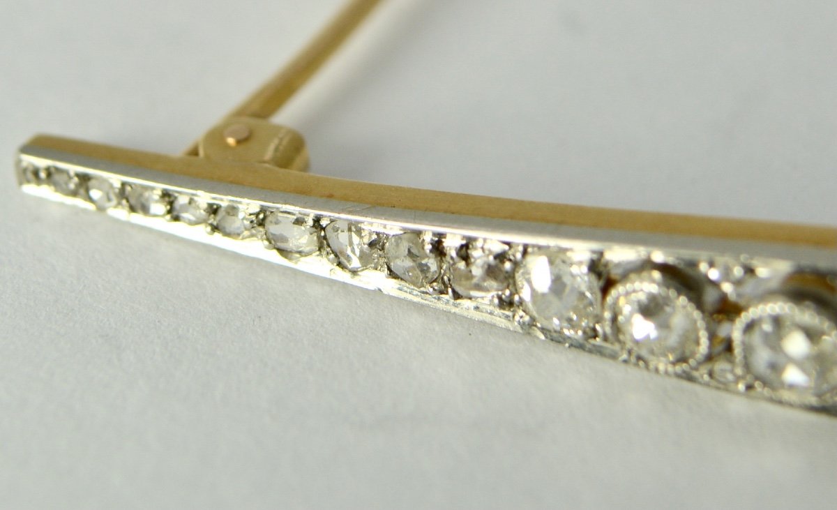 Barrette Brooch In Gold And Platinum, Art Deco Period-photo-6