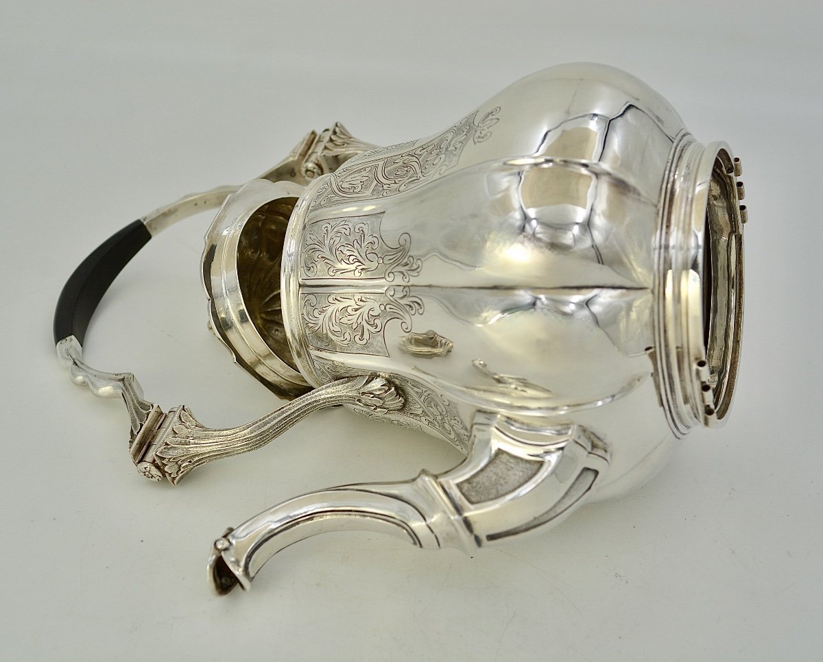 Teapot With Its Support And Burner. Silver, Belgium Circa 1910-photo-7