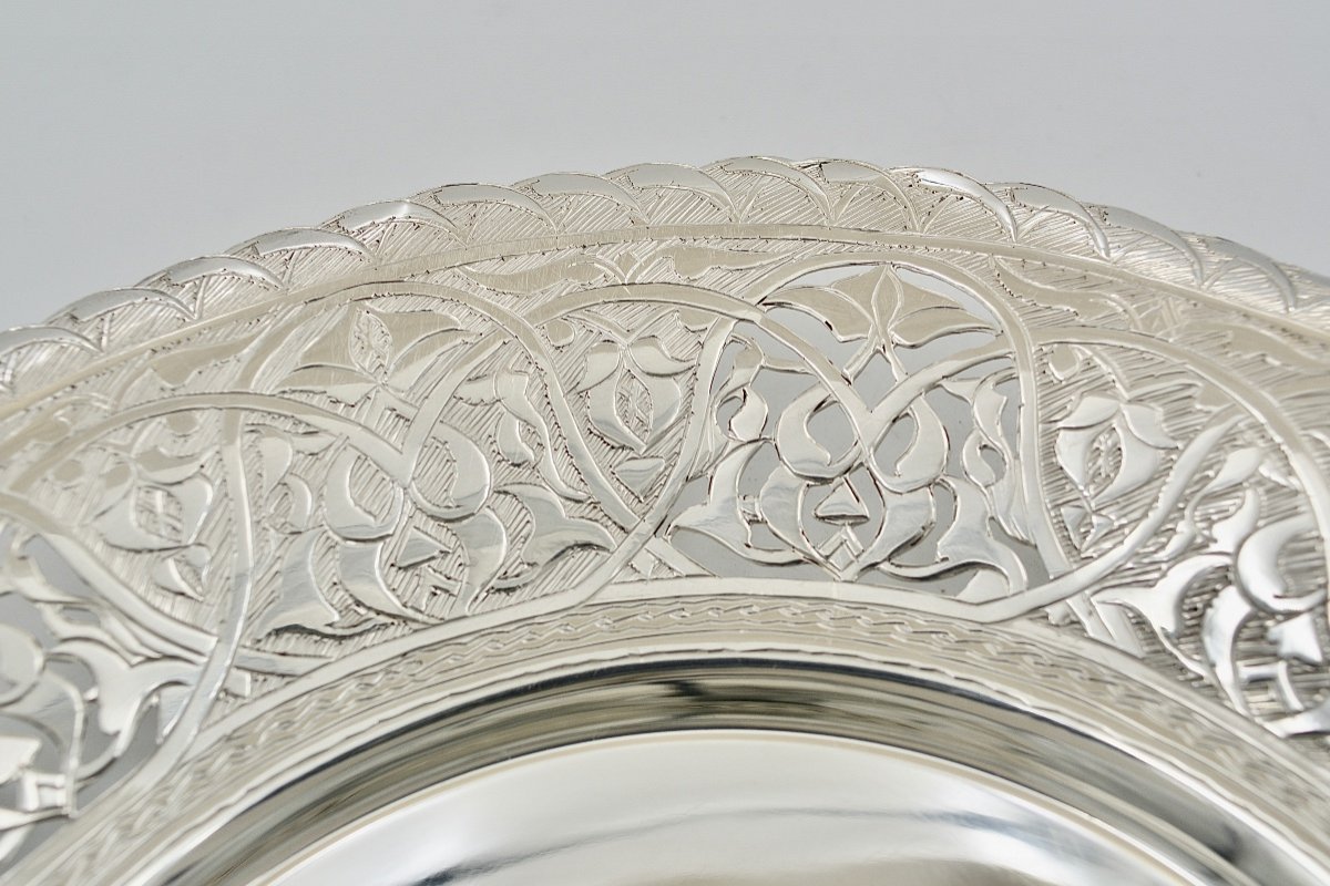 Silver Tray, Oriental Work Middle Of The Twentieth Century-photo-1