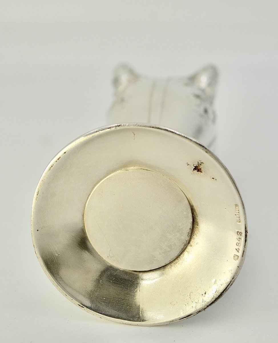 Christofle / Gallia, Art Nouveau, Scarab Vase In Silver Metal.-photo-1