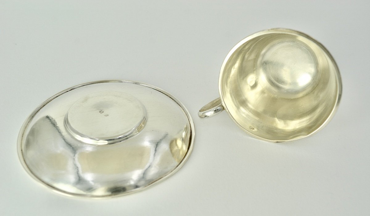 Tasse Et Sa Sous Tasse Argent Napoleon III Par Roussel  Orfèvre / 5 pièces disponibles -photo-7