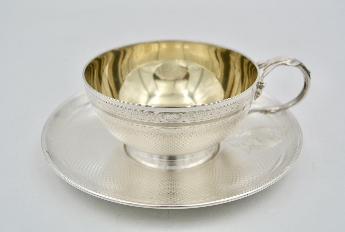 Napoleon III Silver Cup And Saucer By Maison Fouquet-gueudet Circa 1880-photo-2