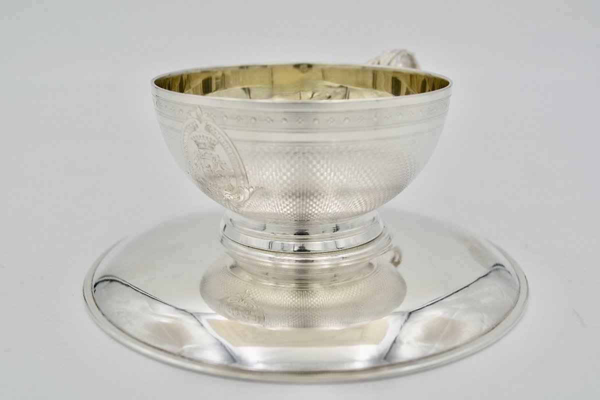 Napoleon III Silver Cup And Saucer By Maison Fouquet-gueudet Circa 1880-photo-3