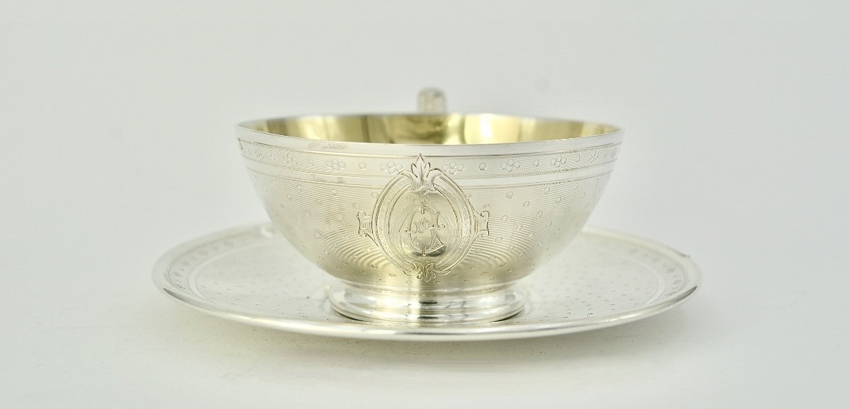 Cup And Its Silver Saucer By Cooper Orfevre Circa 1840-photo-3