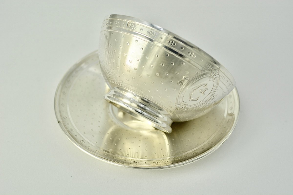 Cup And Its Silver Saucer By Cooper Orfevre Circa 1840-photo-1
