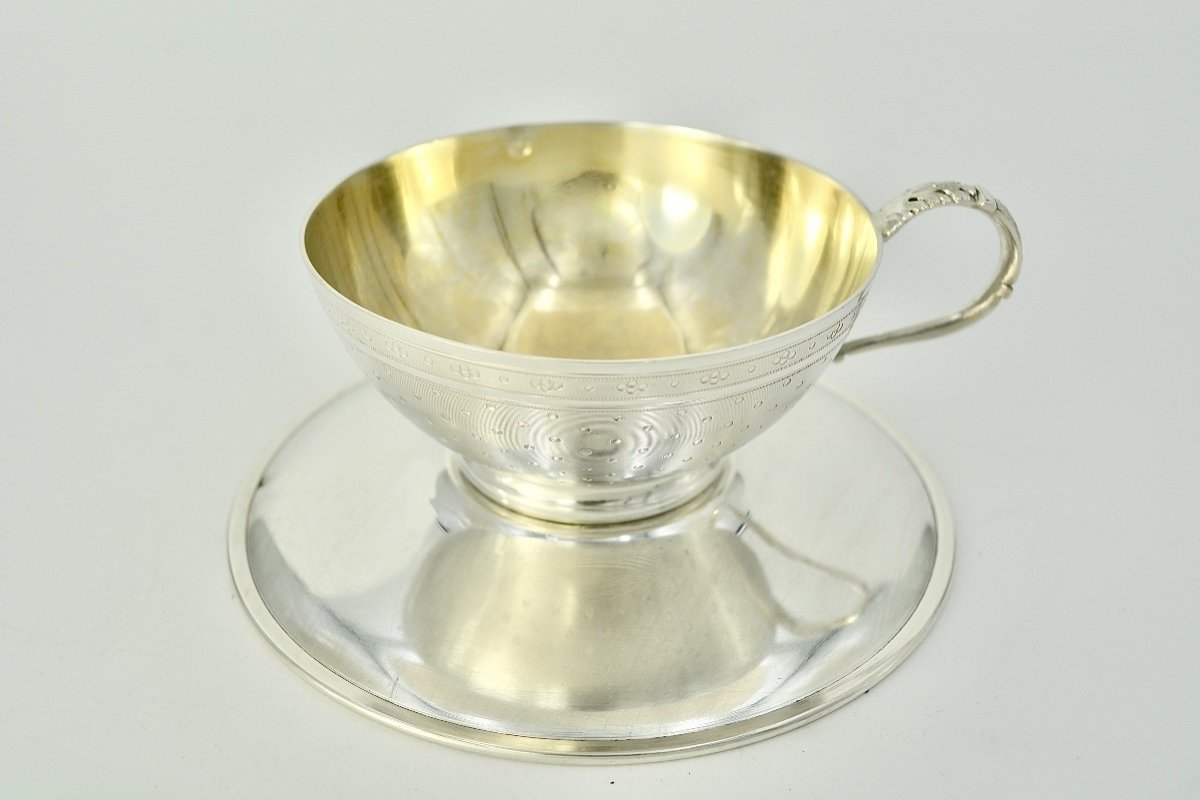 Cup And Its Silver Saucer By Cooper Orfevre Circa 1840-photo-4