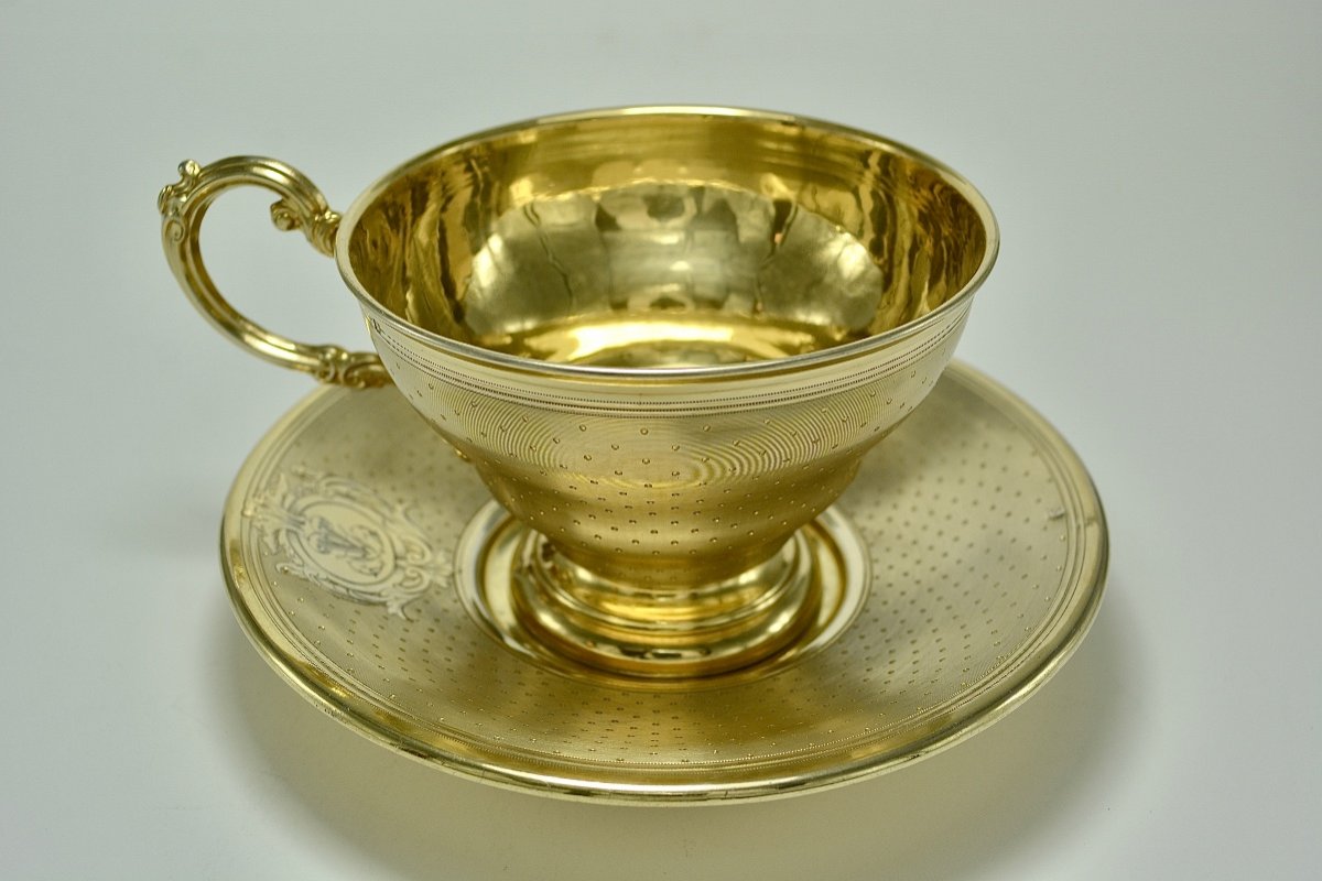 Une Tasse Et Sa Sous Tasse Argent Doré  Par Vautrin  Orfèvre / 2 ensembles dispo-photo-2