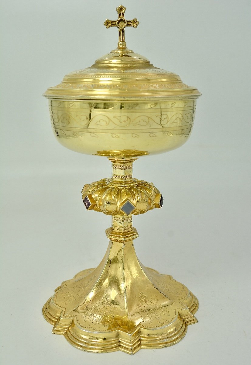Ciborium In Gilded Silver, By Chertier Orfevre, France Circa 1857-photo-2