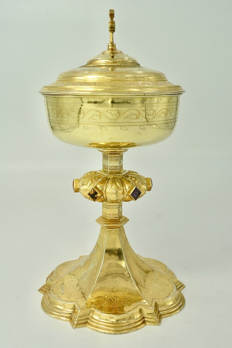 Ciborium In Gilded Silver, By Chertier Orfevre, France Circa 1857-photo-3