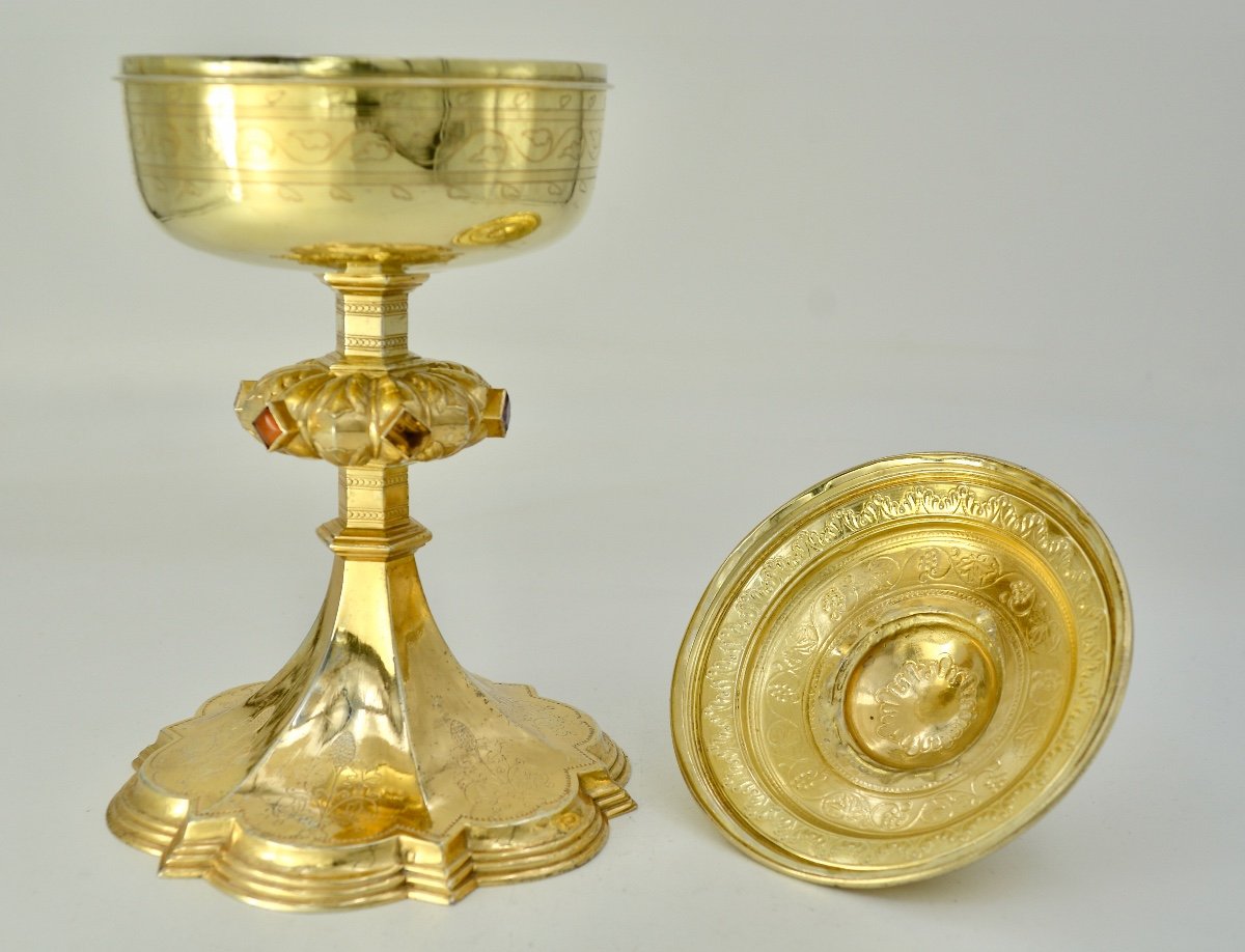 Ciborium In Gilded Silver, By Chertier Orfevre, France Circa 1857-photo-4