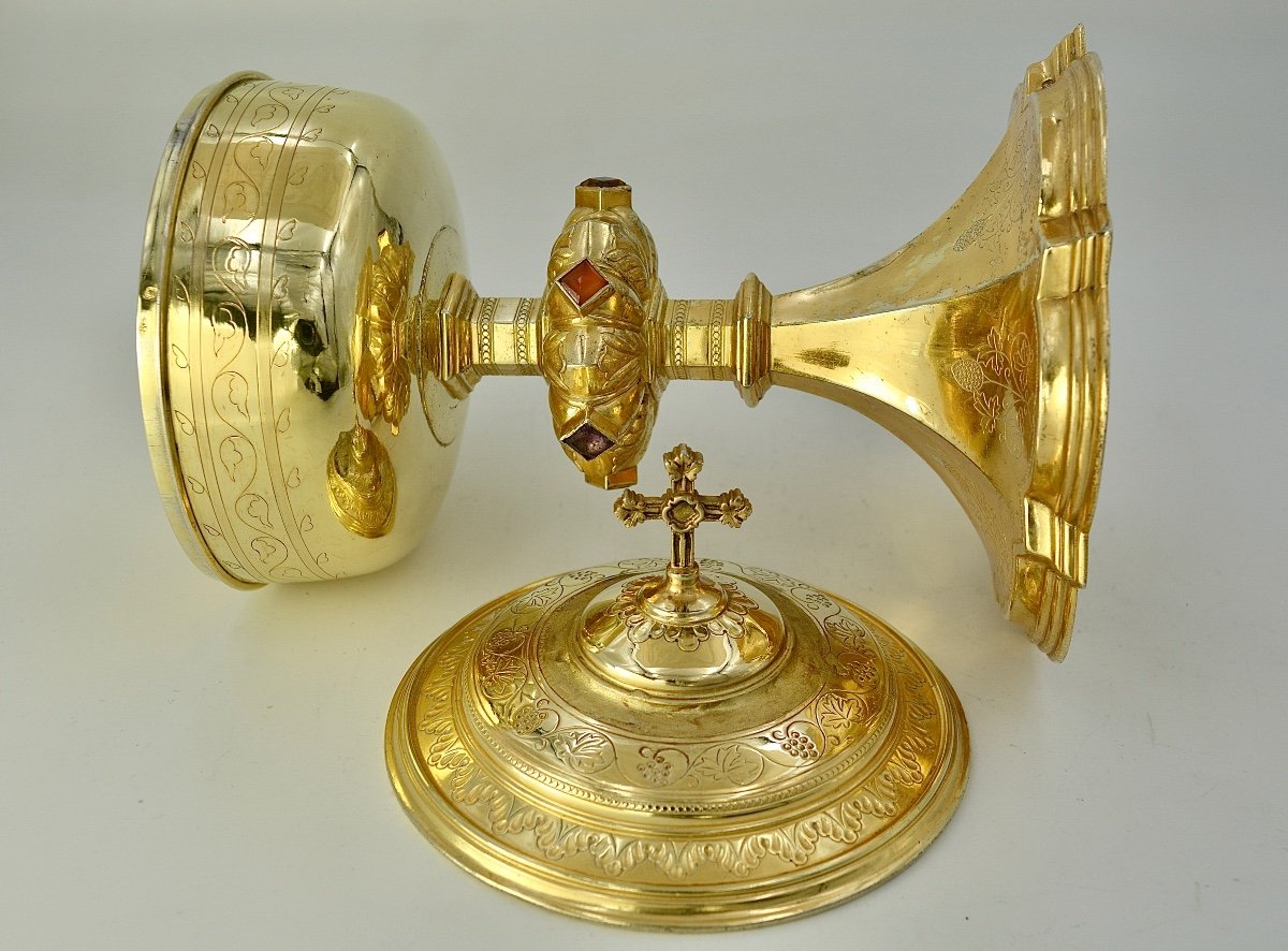 Ciborium In Gilded Silver, By Chertier Orfevre, France Circa 1857-photo-1