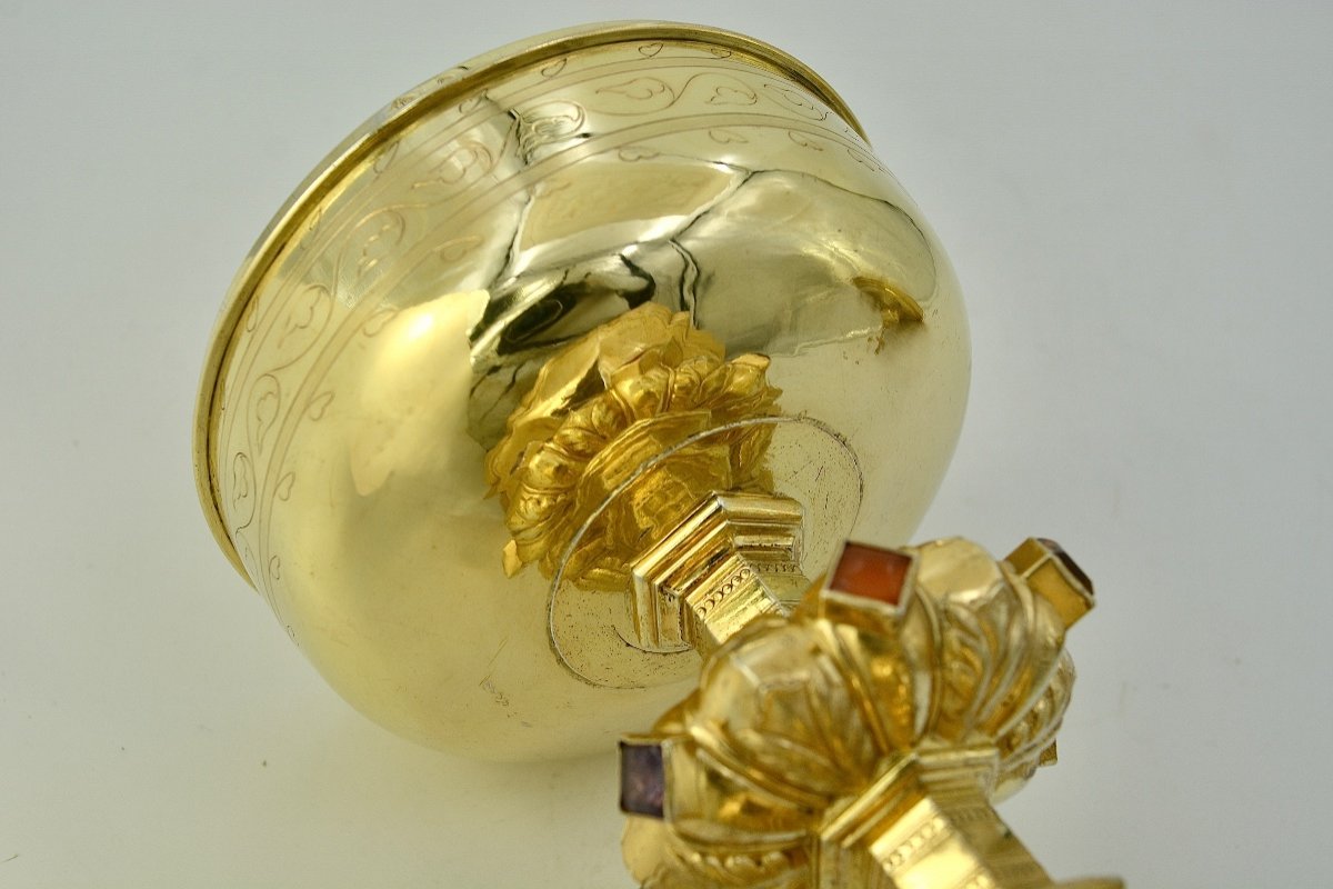 Ciborium In Gilded Silver, By Chertier Orfevre, France Circa 1857-photo-3