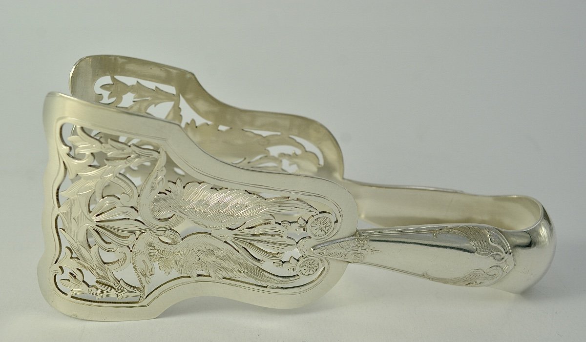 Asparagus Tongs In Silver, France Circa 1900-photo-2