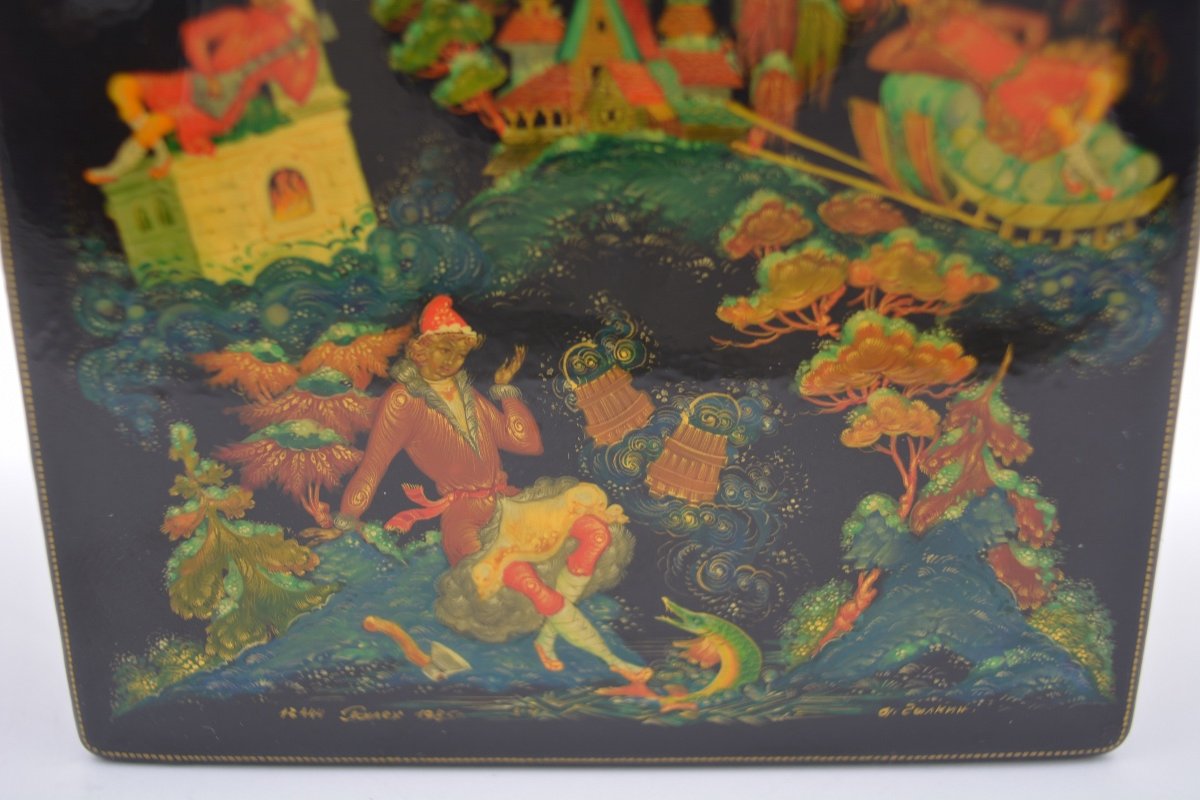 Palekh Lacquer Box. Russia XX Century-photo-4