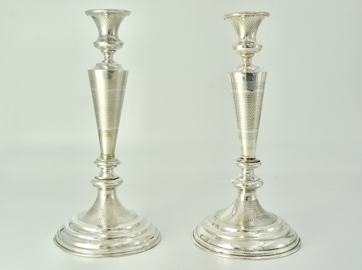 Pair Of Silver Candlesticks, Austria Around 1900-photo-1