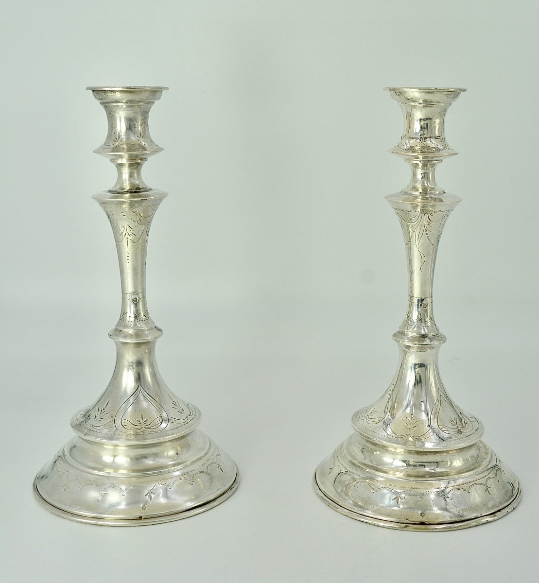 Pair Of Silver Candlesticks, Austria Around 1900-photo-8