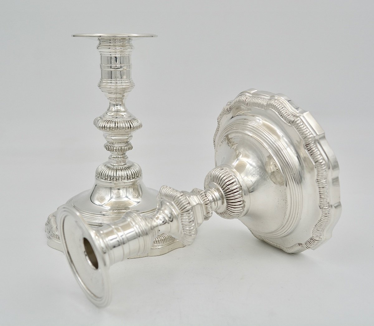 Paire De Bougeoirs Argent France, Par Tetard Frères -photo-3