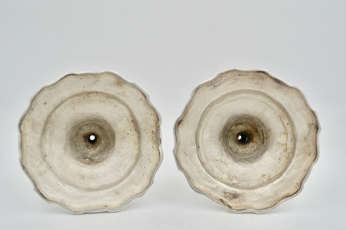 Paire De Bougeoirs Argent France, Par Tetard Frères -photo-1