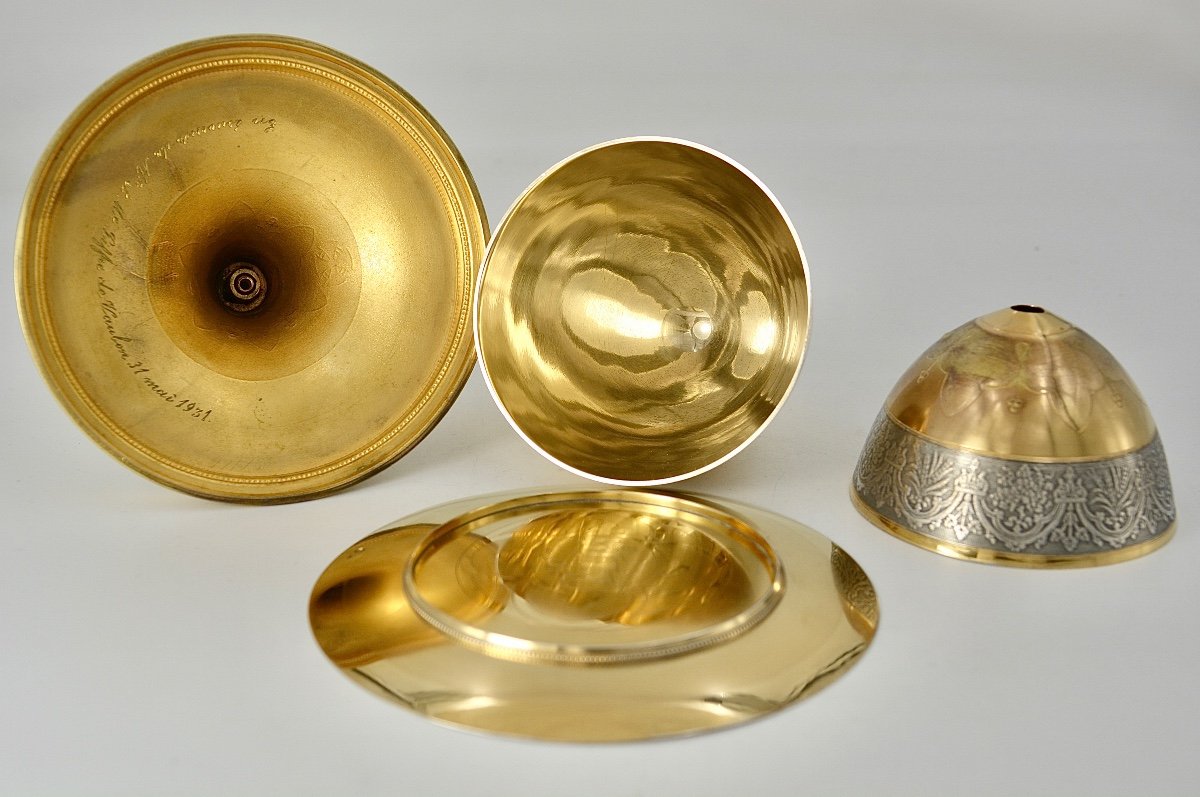 Calice Et Sa Patène, Argent Doré Et Bronze Doré. France Vers 1930-photo-6
