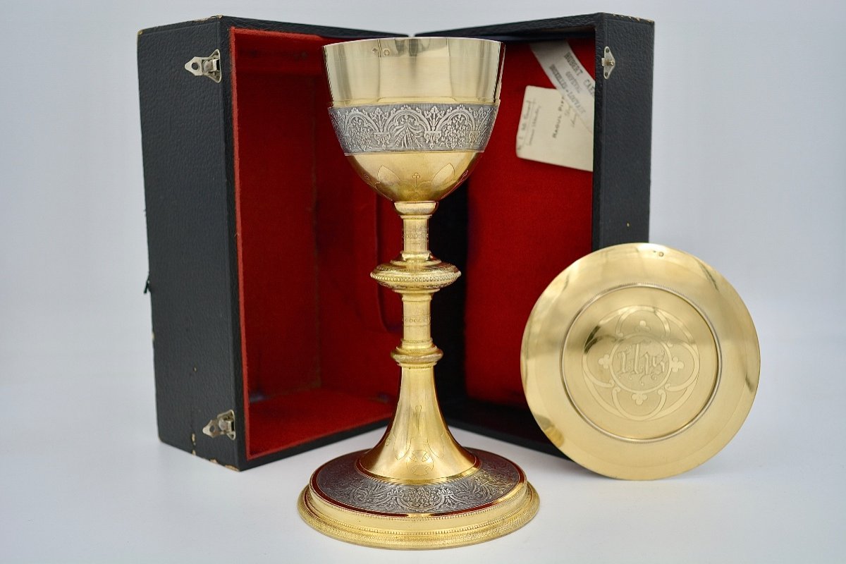 Calice Et Sa Patène, Argent Doré Et Bronze Doré. France Vers 1930