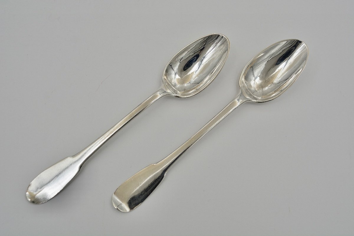 Pair Of Tea Spoons, Silver France Eighteenth Century-photo-2