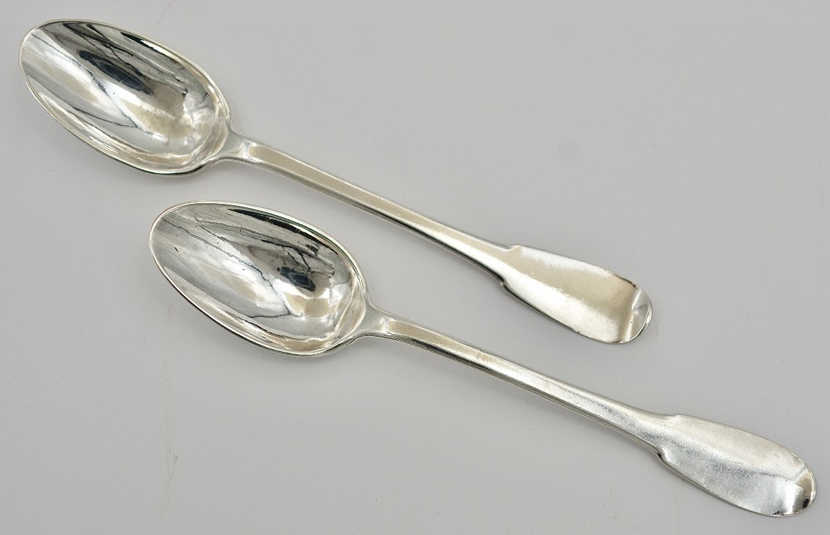 Pair Of Tea Spoons, Silver France Eighteenth Century-photo-3