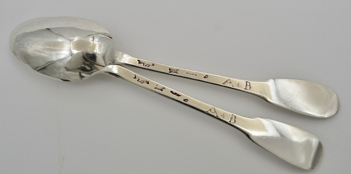 Pair Of Tea Spoons, Silver France Eighteenth Century