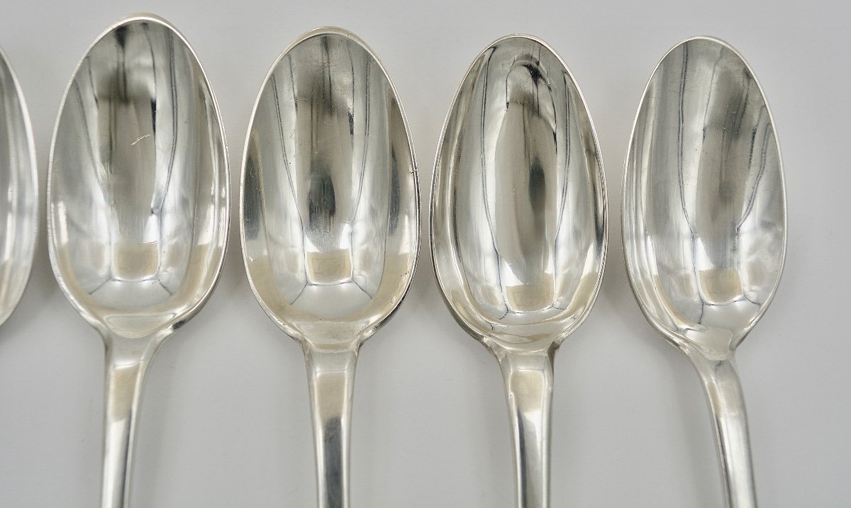 Suite Of Six Spoons In Silver, France Eighteenth Century-photo-3