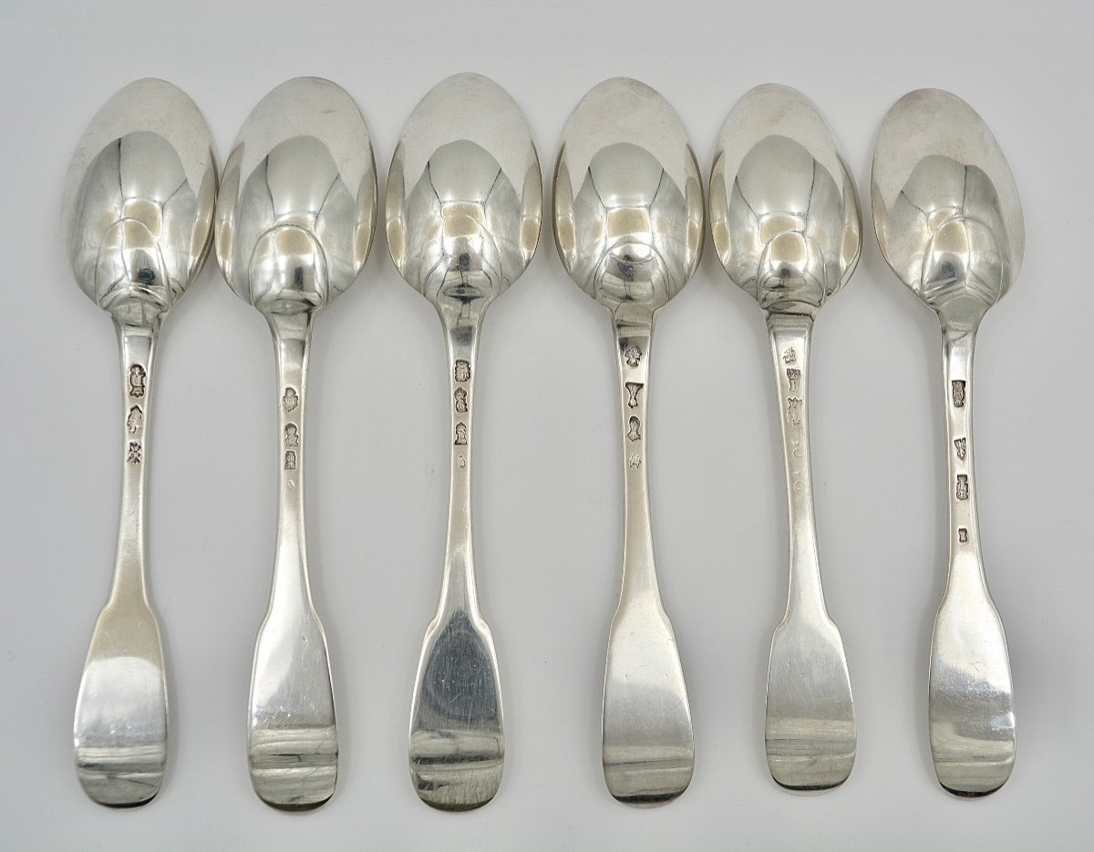 Suite Of Six Spoons In Silver, France Eighteenth Century-photo-2