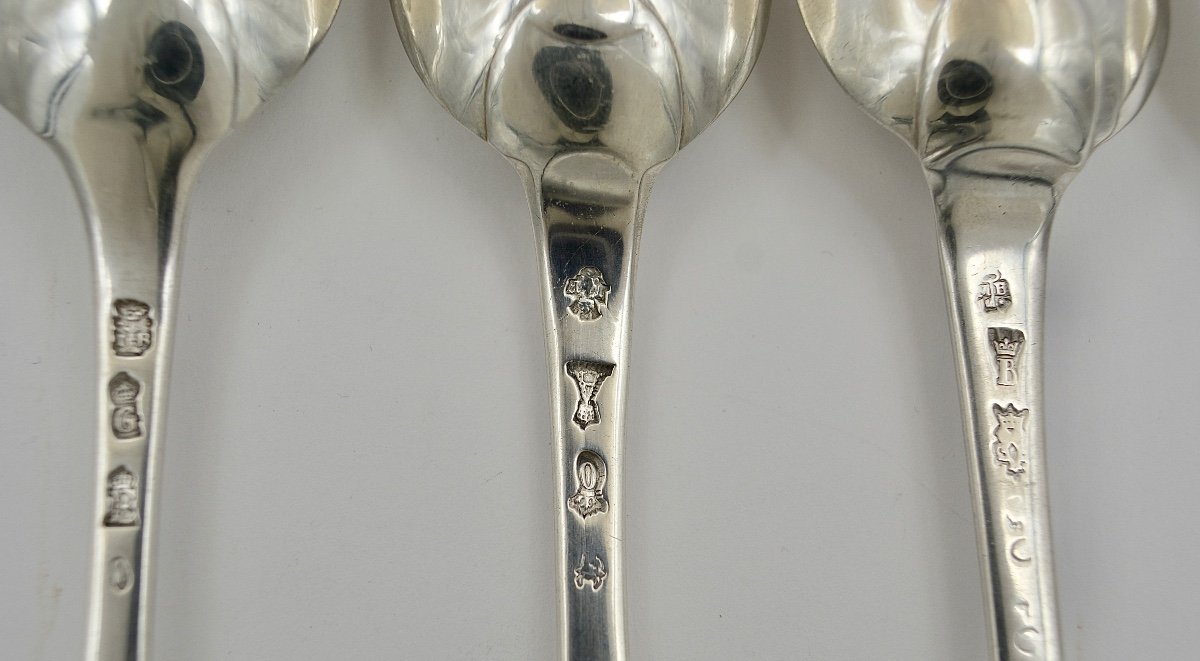 Suite Of Six Spoons In Silver, France Eighteenth Century-photo-4