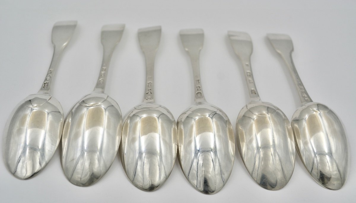 Suite Of Six Spoons In Silver, France Eighteenth Century-photo-5