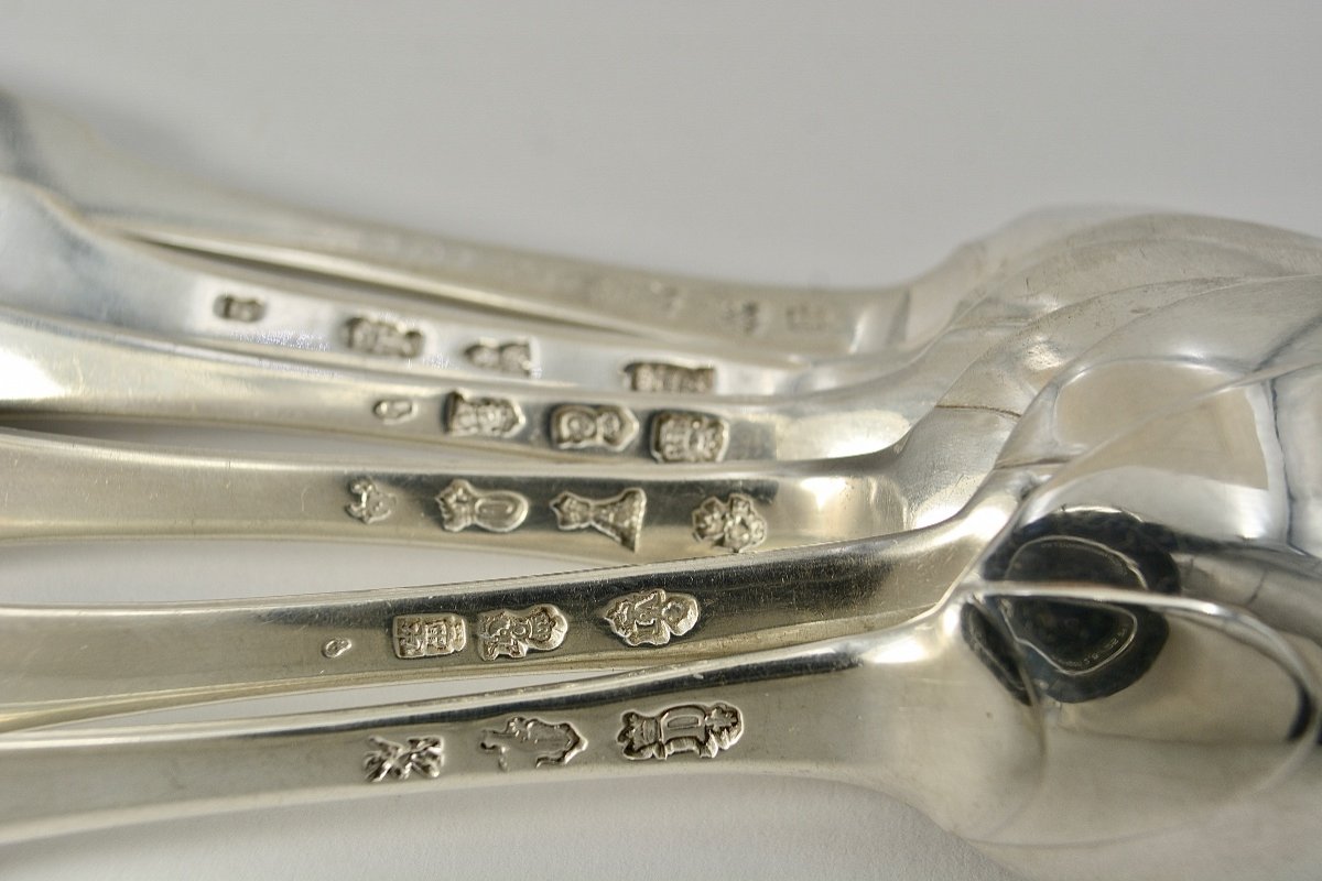 Suite Of Six Spoons In Silver, France Eighteenth Century-photo-6