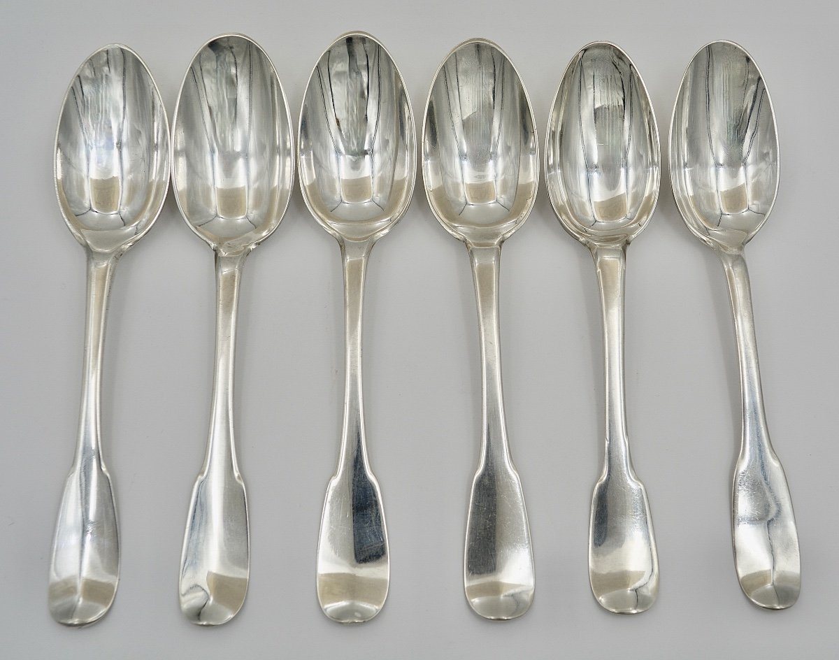 Suite Of Six Spoons In Silver, France Eighteenth Century