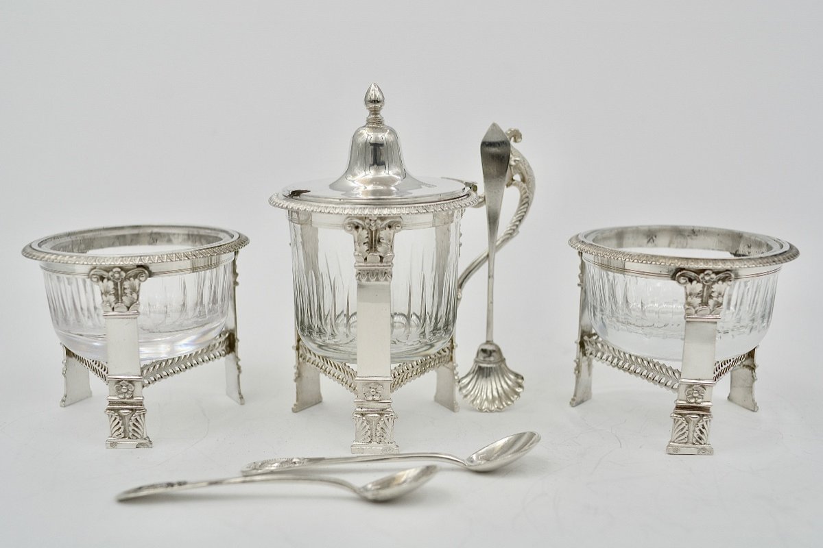 Condiment Service In Silver And Crystal, France Circa 1830-photo-2