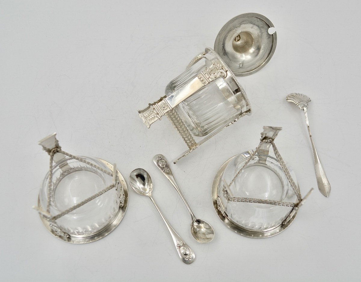 Condiment Service In Silver And Crystal, France Circa 1830-photo-1