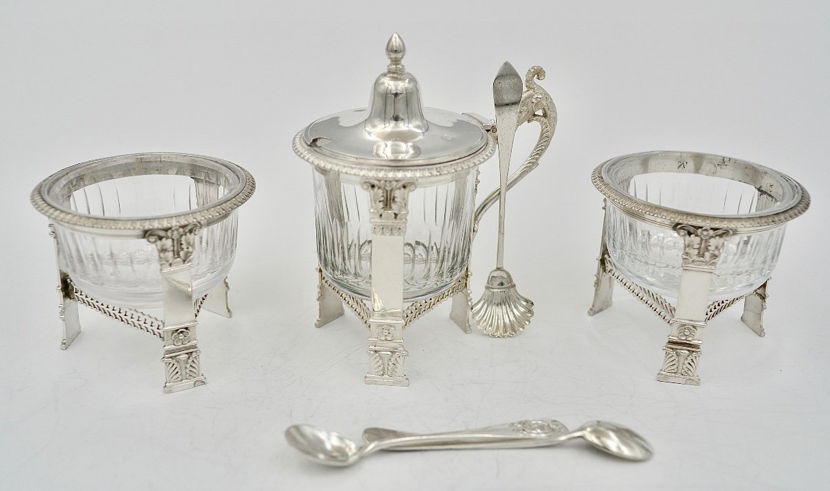 Condiment Service In Silver And Crystal, France Circa 1830-photo-8