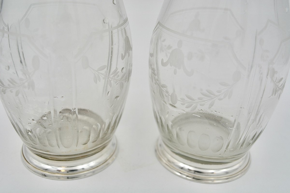 Crystal And Silver Carafes, France Circa 1900-photo-6