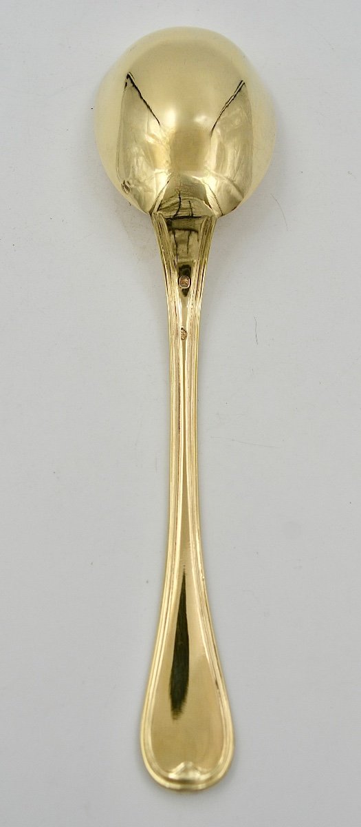 Compote Spoon, Golden Silver, France XIXth Century-photo-2