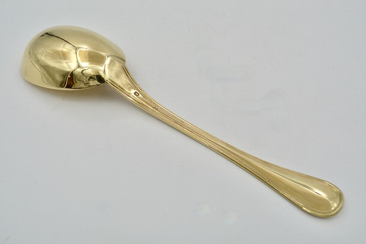 Compote Spoon, Golden Silver, France XIXth Century-photo-1