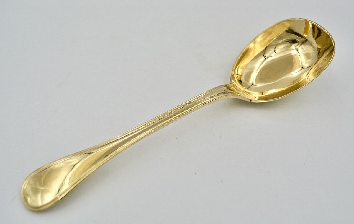 Compote Spoon, Golden Silver, France XIXth Century-photo-3