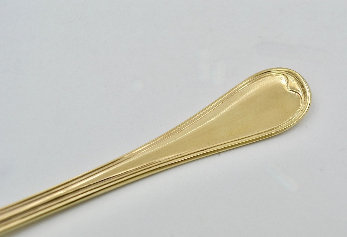 Compote Spoon, Golden Silver, France XIXth Century-photo-5