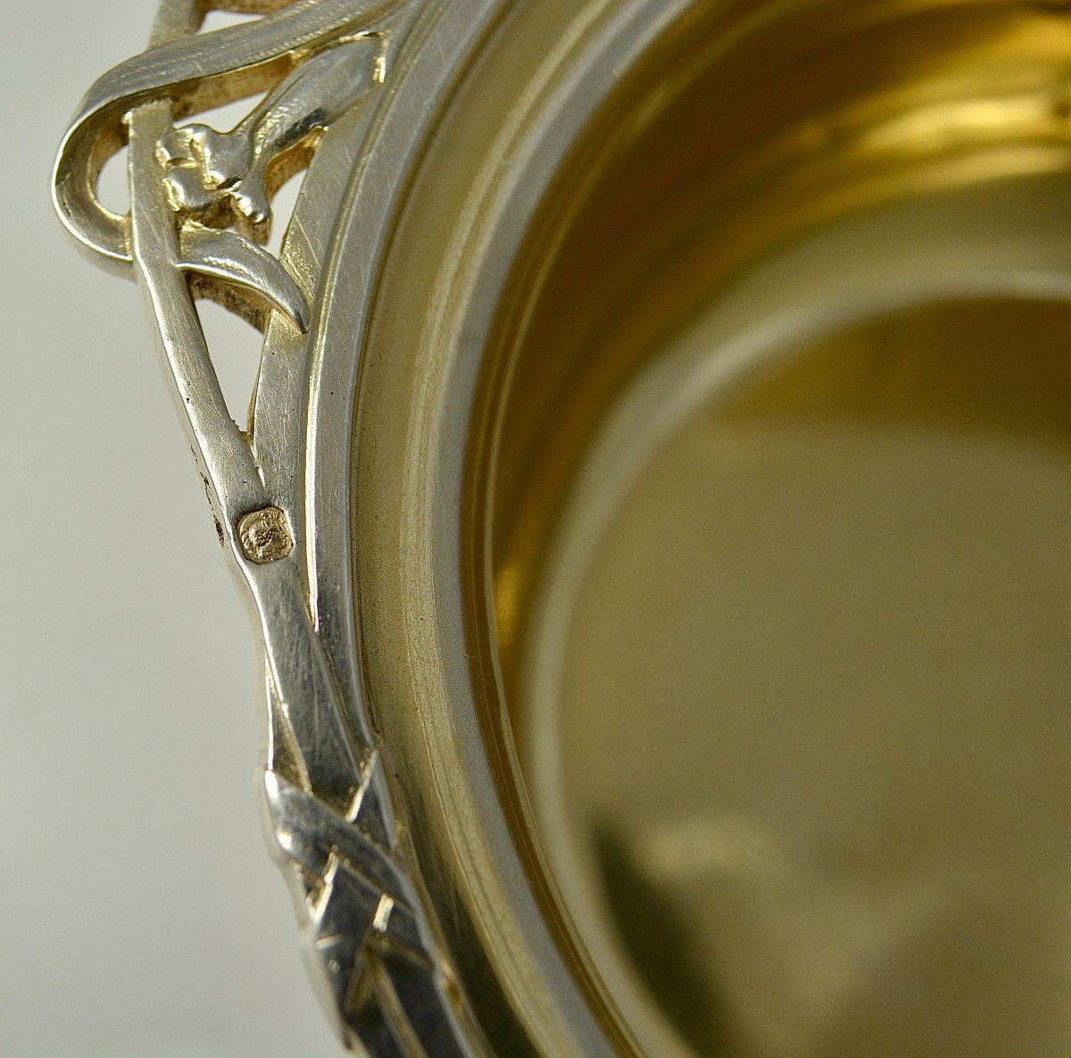 Art Nouveau. Silver Sugar Bowl France Around 1900-photo-4