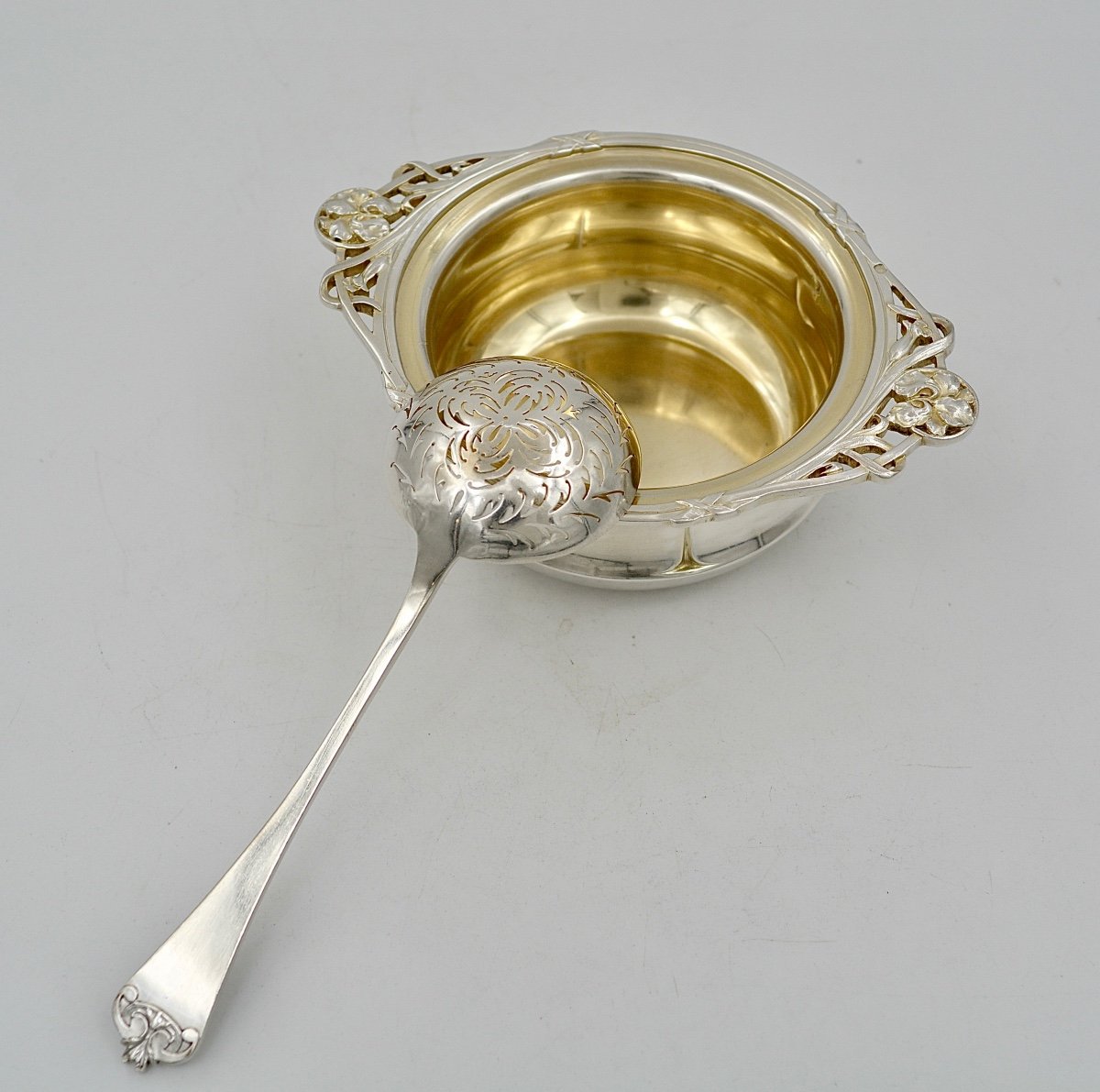 Art Nouveau. Silver Sugar Bowl France Around 1900