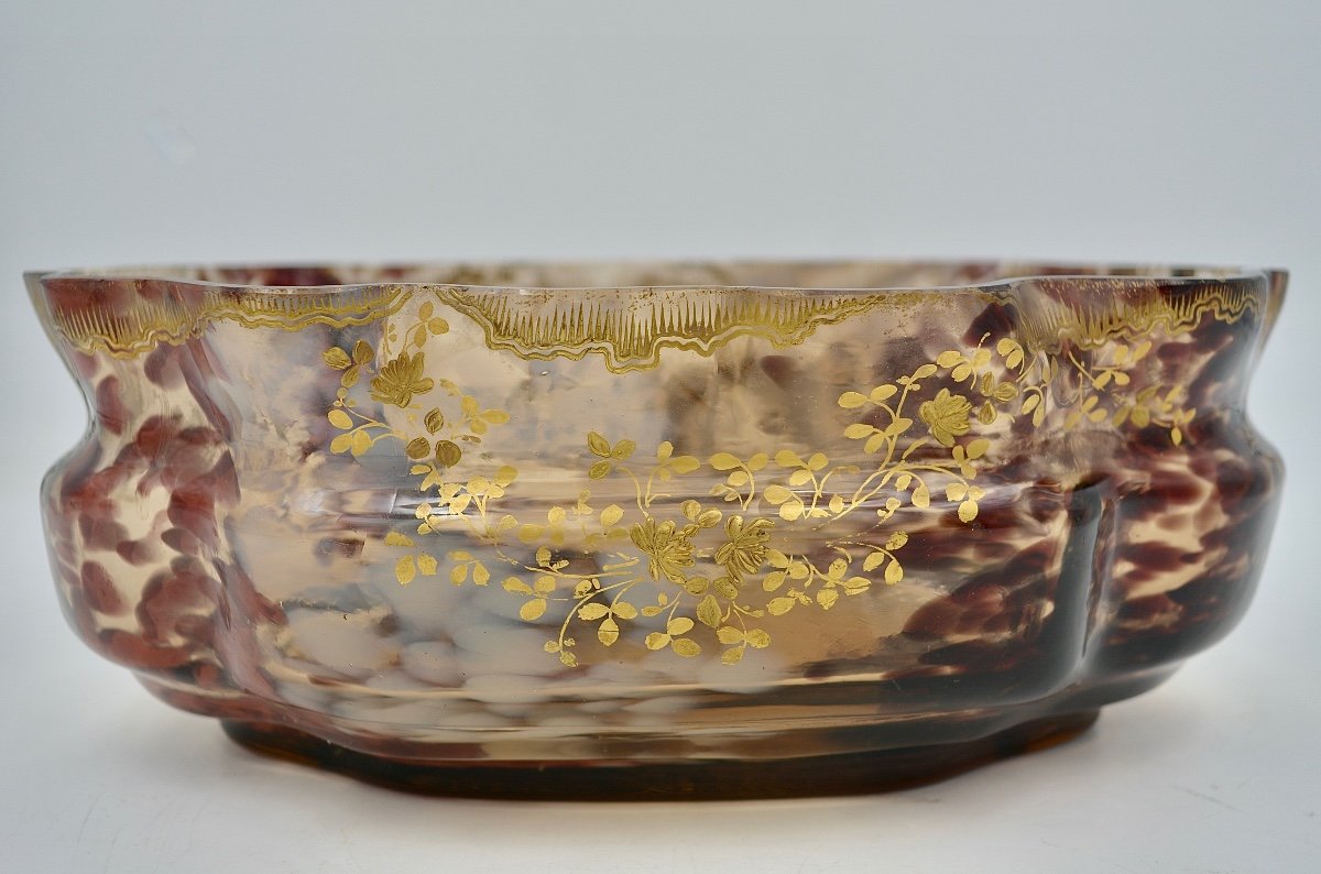 Ernest-baptiste Leveillé. Speckled Glass Jardiniere Around 1900-photo-3