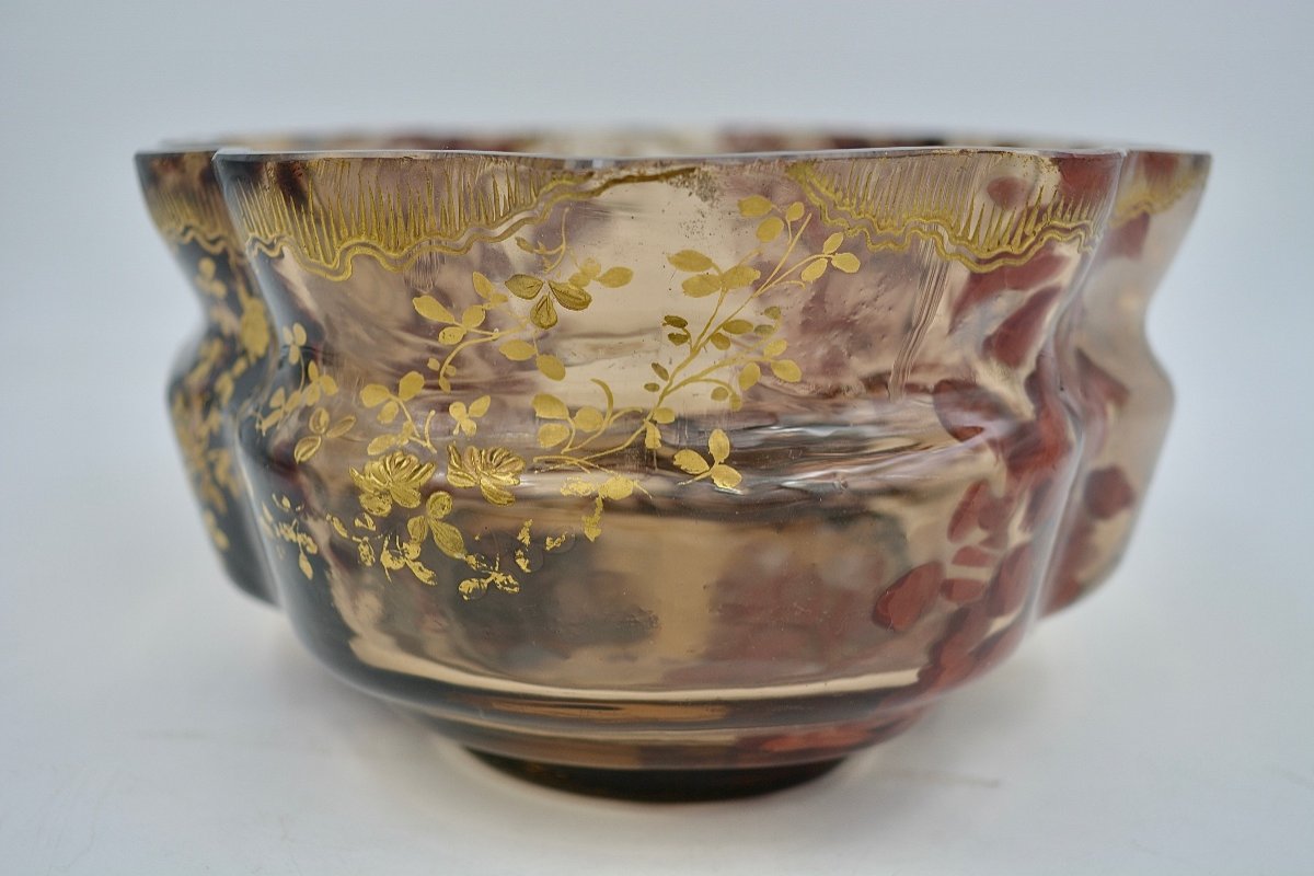 Ernest-baptiste Leveillé. Speckled Glass Jardiniere Around 1900-photo-4