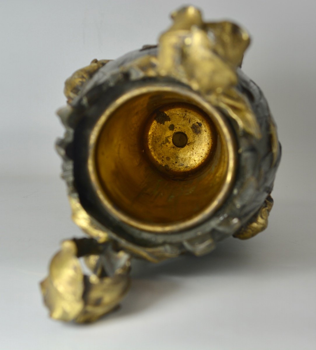 Art Nouveau. Vase En Bronze Signé " Abel " France Début Du XXe Siècle -photo-3